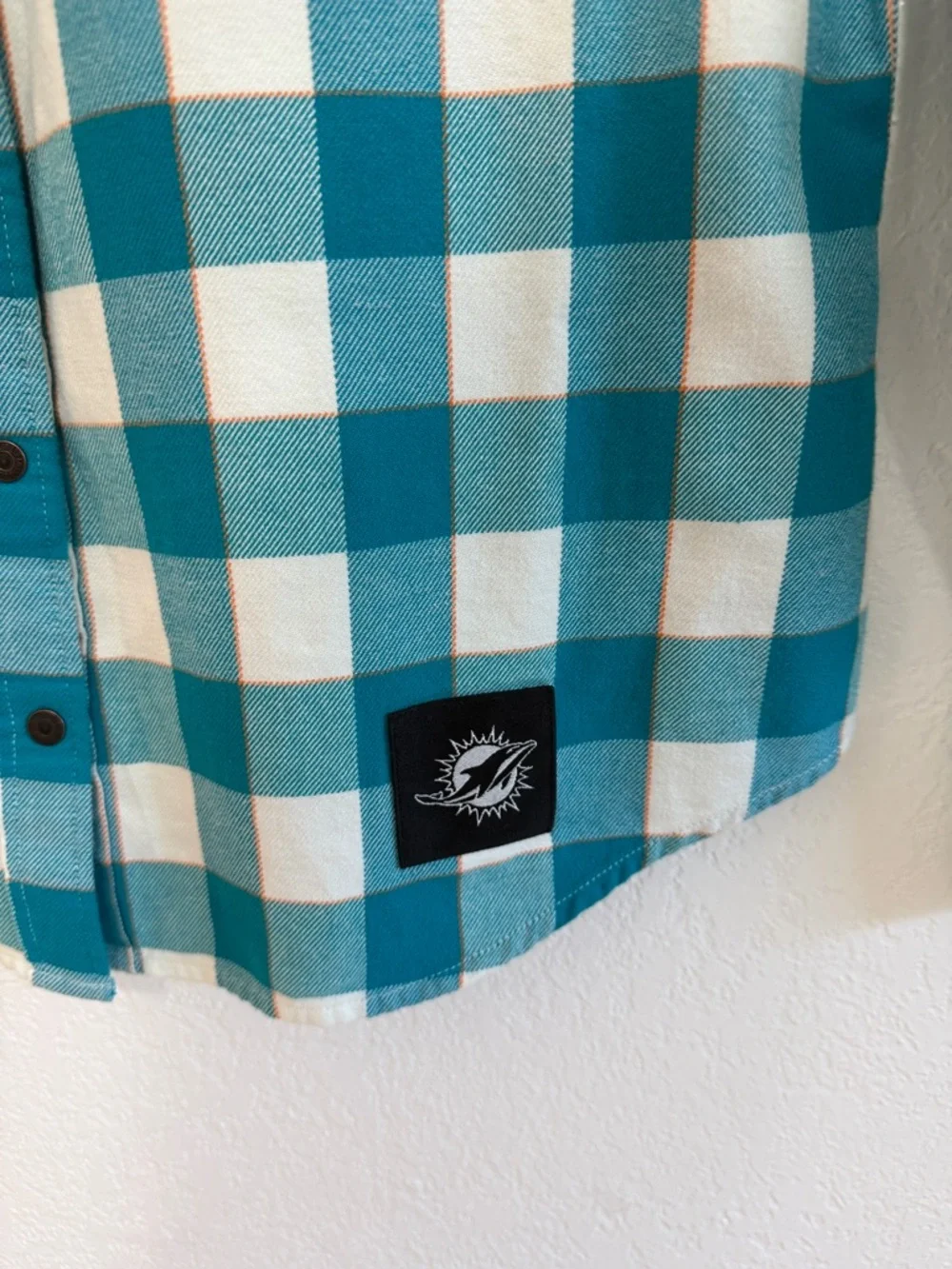 Levi’s NFL Miami Dolphins Flannel Shirt Men’s L Teal Plaid Button Down